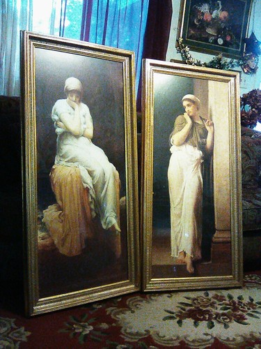 Beautiful* Pair French Lady Design XXL 48 x 23 Wood Framed Decorative Wall Decor