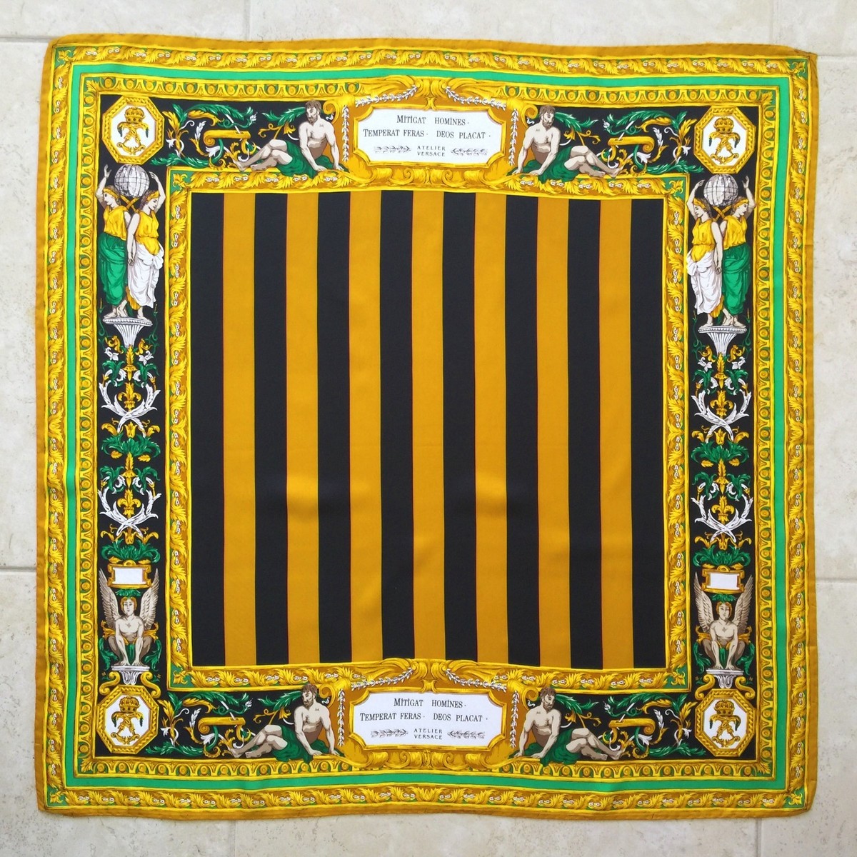 GIANNI VERSACE silk scarf Versace Tapestry print size 34