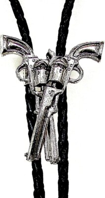 BOLO TIE #45- Crossed Guns Silver PLated Bolo Tie | eBay
