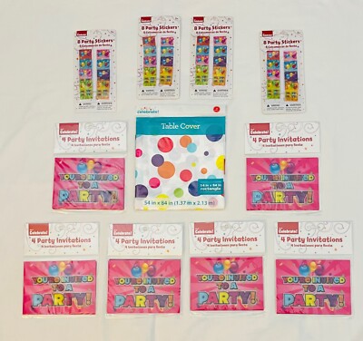 BULK 57 PCS Girl s Birthday Party Invitations Favors NEW
