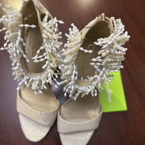 Sam Edelman High Heel Sandals Beaded Ankle Strap Evening, Party Shoes - Picture 3 of 5