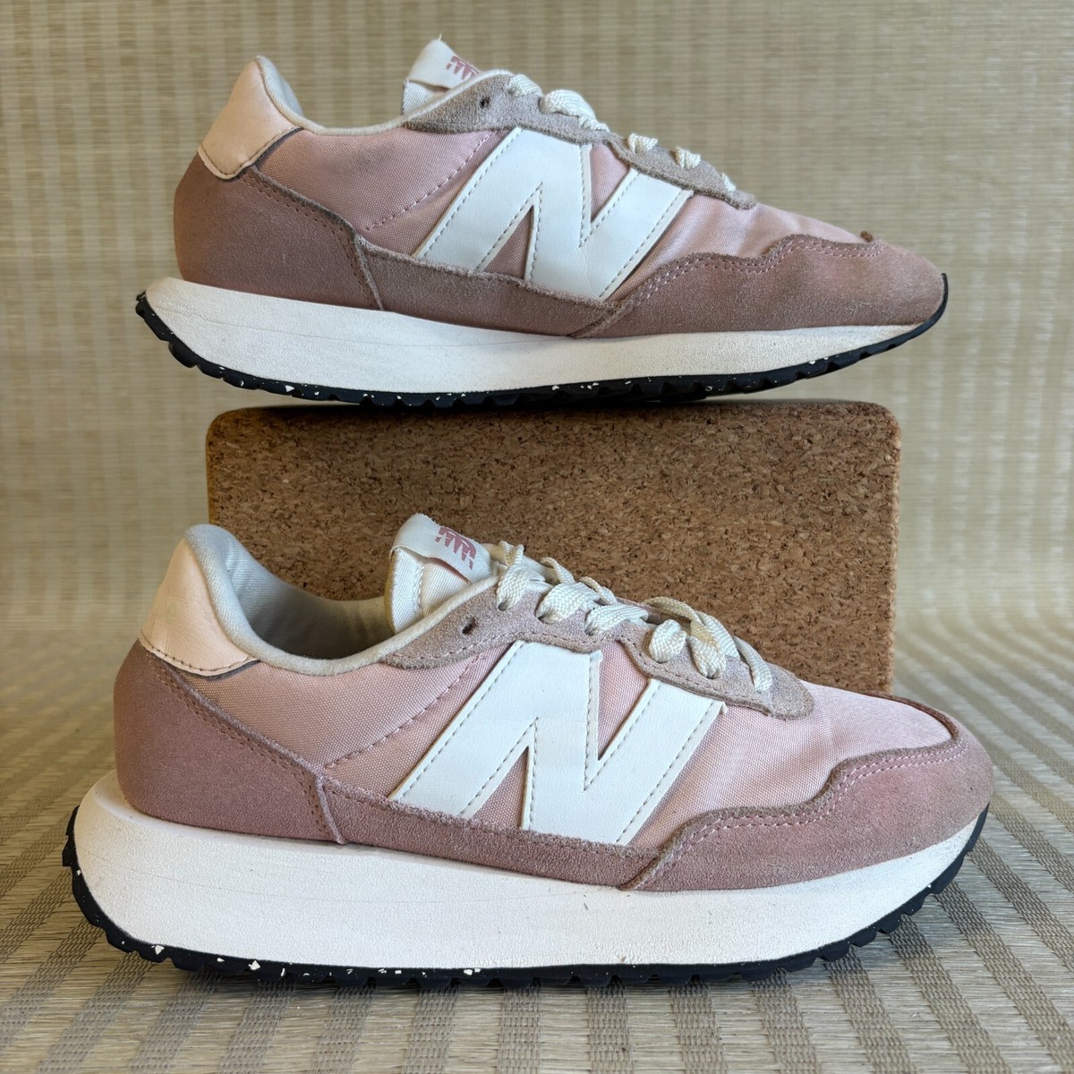 New Balance Womens 237 V1 WS237DP1 Pink White Suede Sneakers Shoes