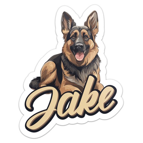 Jake Name Sticker German Shepherd Dog Jake Name Vinyl Decal Waterproof Car Bumper Sticker ...