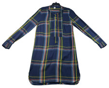 Old Navy Shirt Dress Womens Size Xsmall Navy Blue Multicolor Pattern Long Sleeve