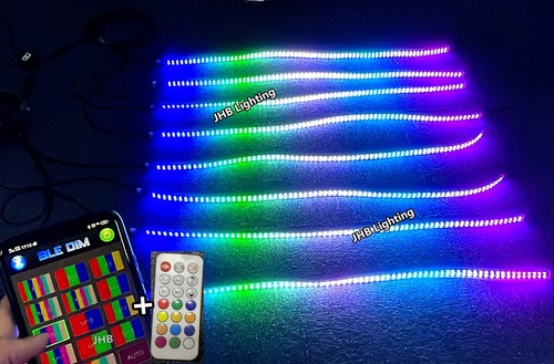 JHB 8PCS 4FT Dream CHASING FLOW DOUBLE ROW LED Underglow Wheel Rim Strips Lights - Picture 12 of 12