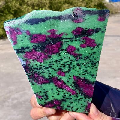 1.44LB Natural green Ruby zoisite (anylite) slice crystal slab sample Healing