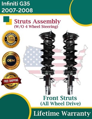 New OE Front Struts For 2007-2008 Infiniti G35 3.5L 4X4 Lifetime Warranty