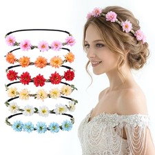 Flower Crown for Women Girls, 6 Pcs Flower Headpiece Boho Floral Headband for We