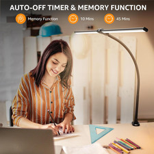Led Desk Lamp for Office Home, Bright Double Head Desk Light with Clamp, Arch...