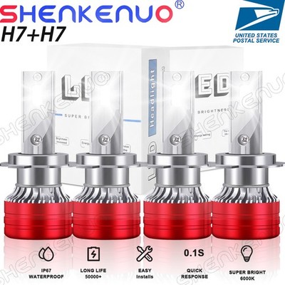 For Chrysler Crossfire 2004-2008 4X 6000K H7 H7 LED Headlight Bulbs Hi-Low Beam