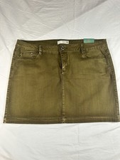       Vintage Route 66 High-Rise Olive Denim Mini Skirt Sz 14      