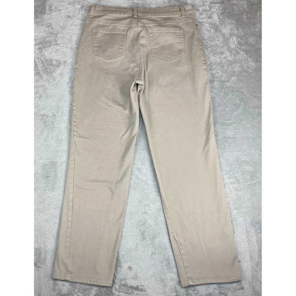 Pantalones de mezclilla para mujer Gloria Vanderbilt Amanda talla 14 beige pierna recta mezcla de algodón Foto 2 de 4