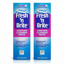 Fresh N Brite Denture Cleaning Paste 3.8oz Pack of 2 Fast Stain Removal Mint