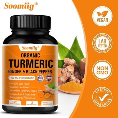 Turmeric Ginger Black Pepper Capsules 1500mg - Joint Support Dietary Supplement