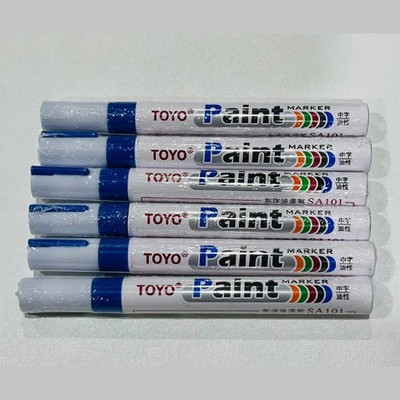 TOYO Paint Marker Blue 6 Pack Oil Based Permanent Waterproof Tire Lettering Pens