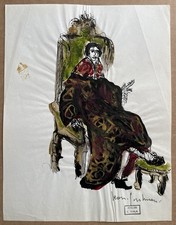 Dessin Original Maquette Costume Théâtre Homme Fauteuil Atelier Couture E. Viala