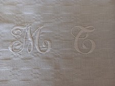 Vintage French serviette with M T monogram 26.5" x 21"