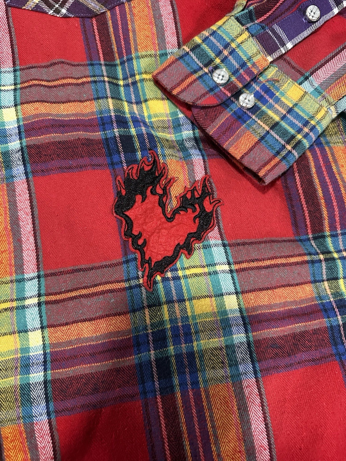 Kleep Mens Flannel Button-Down Patchwork Size XL … - image 4