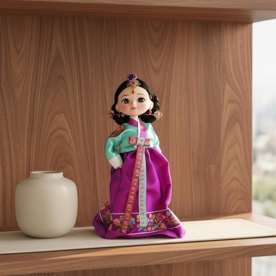 Koreanische Trachtenpuppe Traditionelles Design Dekofigur Geschenkidee für Regal