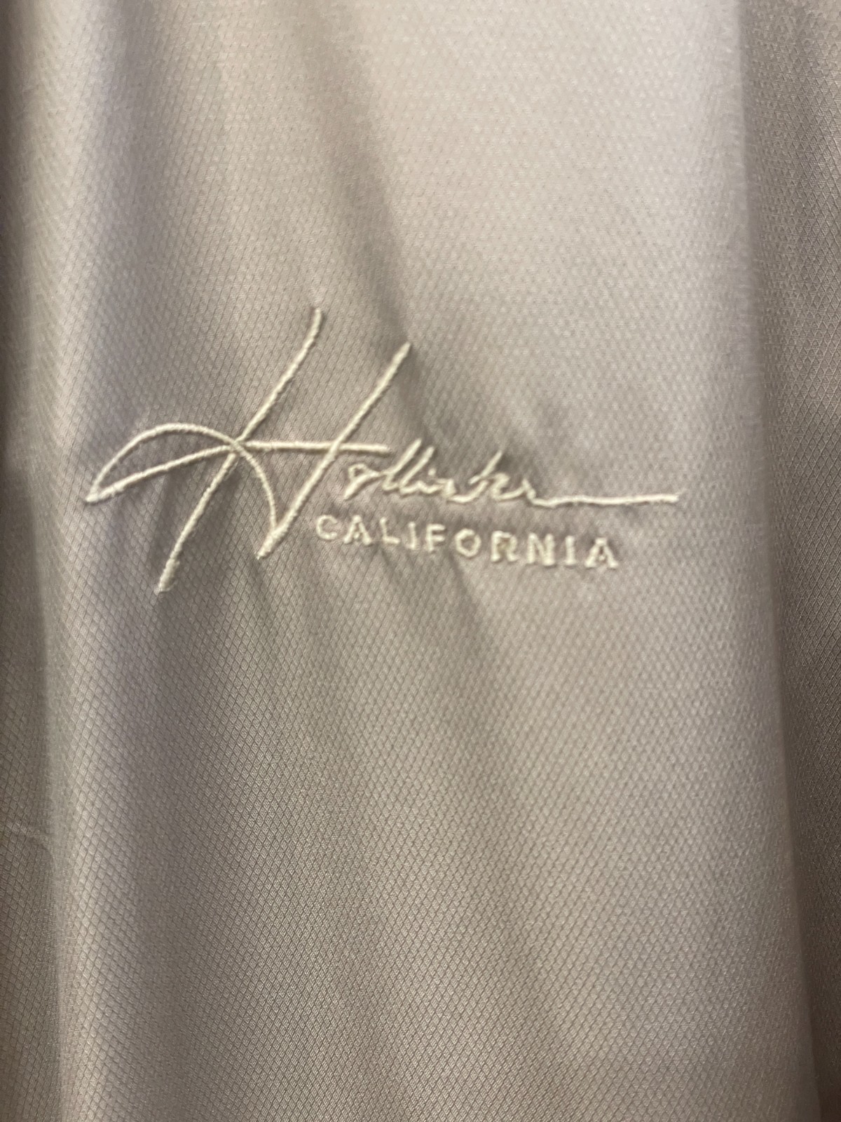 Hollister Bomber Jacket Men L Beige Tan Black Lightweight Embroidered Zip Pocket thumbnail 4