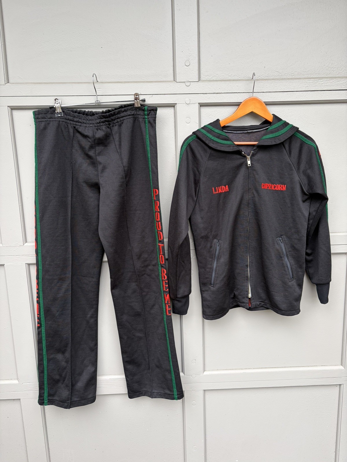 VTG 70s African American Black Power Athletic Sweat Track Suit 2 Piece Set Rare image 6