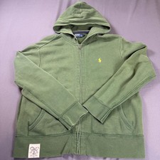 Vintage Polo Ralph Lauren Forest Green 90s Zip Up Hoodie Men's Size Large