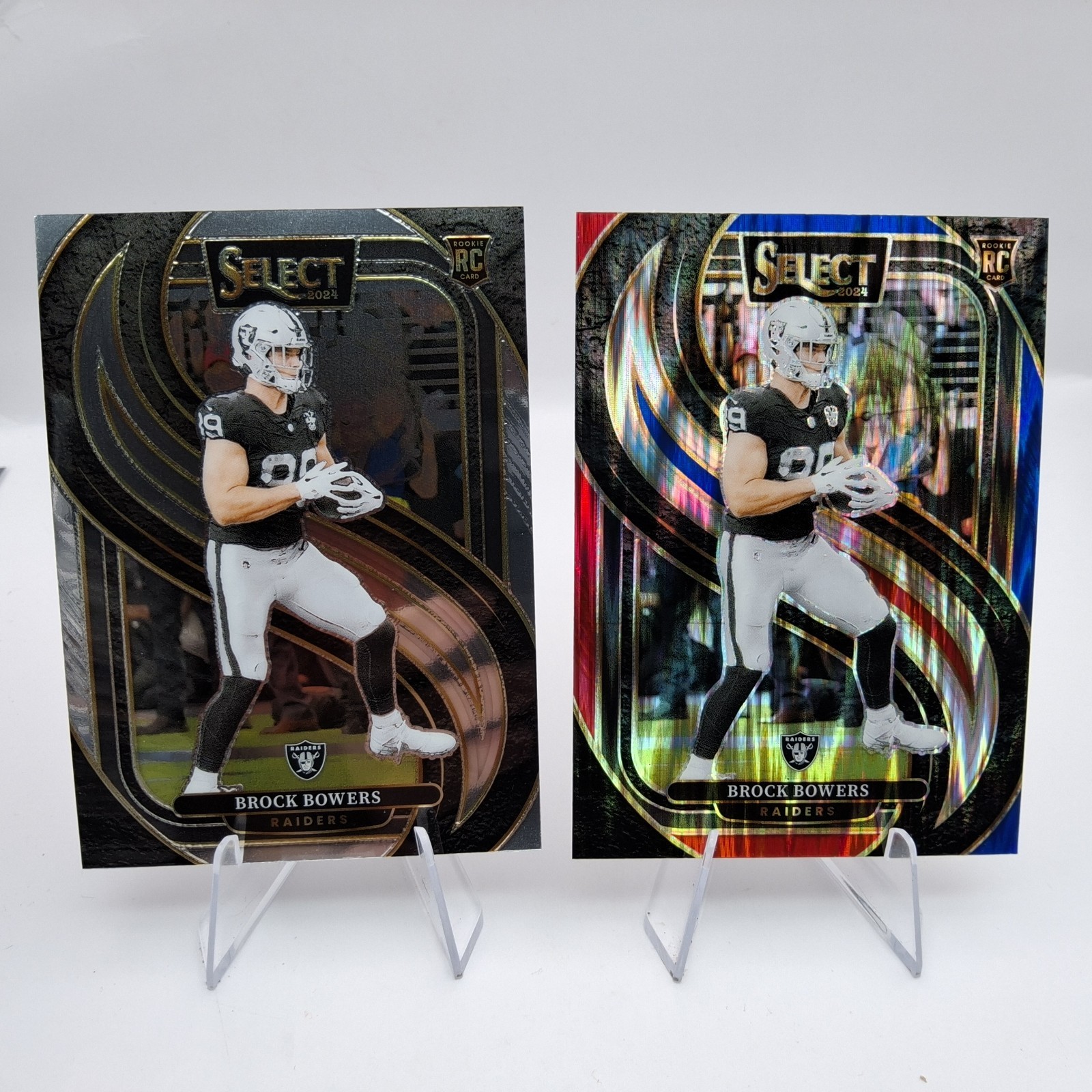 2024 Select Premier Level Brock Bowers #118 Red & Blue Shock and Base (RC)