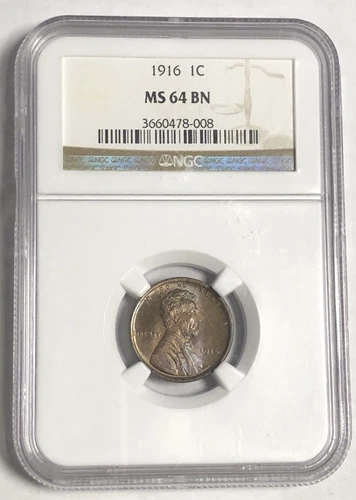1916 WHEAT CENT "NGC MS64  RB" - BEAUTIFUL COLOR, DETAILS STRONG-LUSTEROUS 💥✅