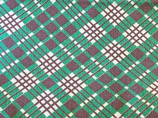 Vintage Feed Sack Green Plaid Checked Novelty Feedsack