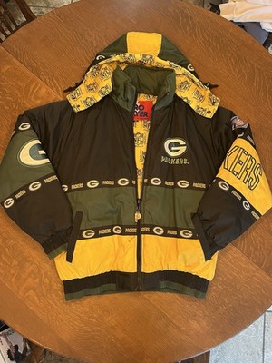 Vintage 90s Green Bay Packers NFL Pro Player Puffer Jacket Size M Made In Korea