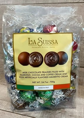 La Suissa Italian Milk Chocolate Pralines Cocoa Hazelnut Coffee Amaretto 24.7oz