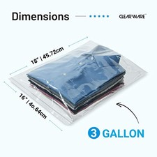 12 Large Storage Bags With Zipper Top - 3 Gallon Size, 16" x 18", Extra Large