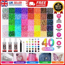 40 Colours Bedazzling Rhinestone Kit with Glues, Bedazzler Kit Gems UK