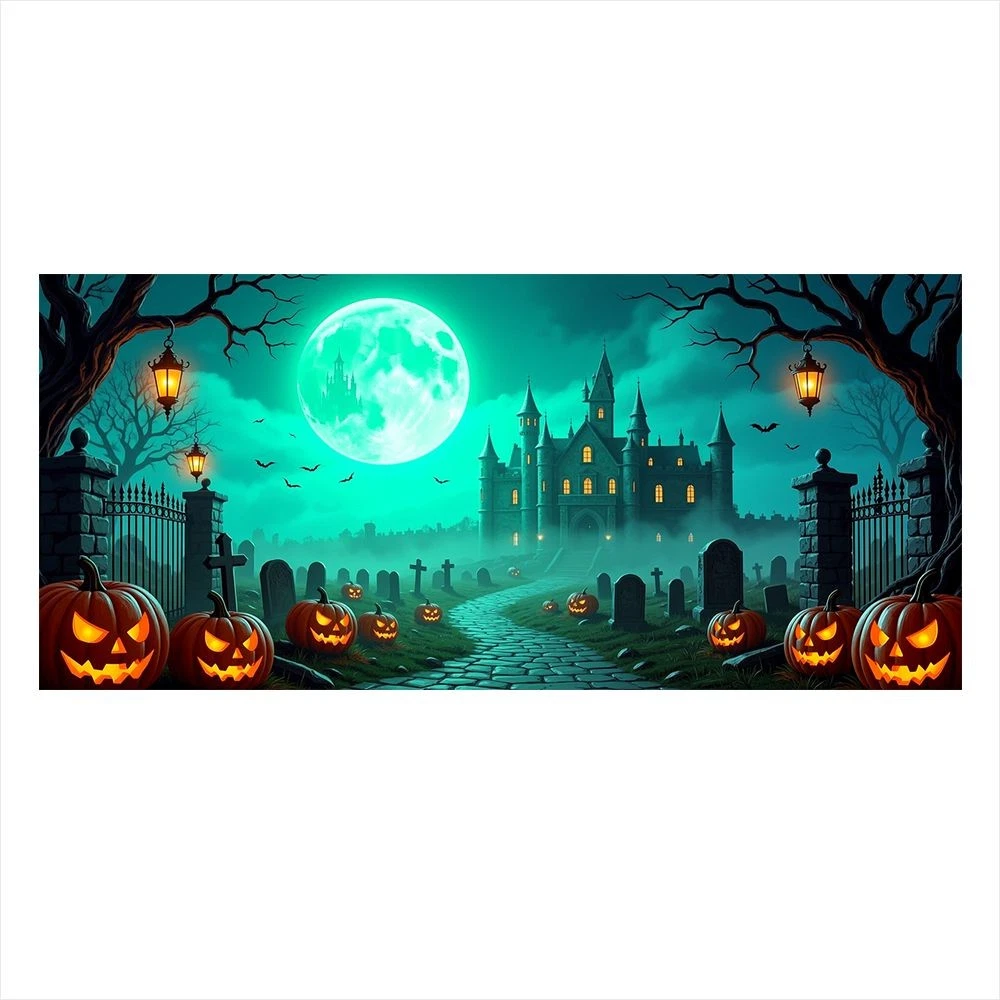 Happy Halloween Garage Door Decor 13x6FT Hanging Banner Flag Backdrop Holiday