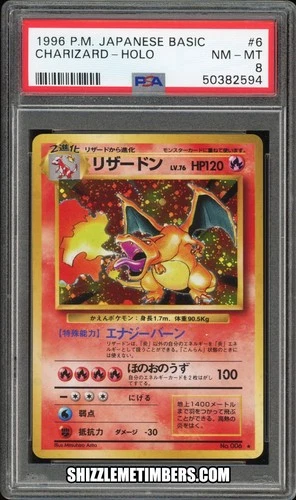 Charizard 6 Japanese Pokemon Holo Base Set 1996 - PSA 8