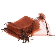 Organza Bags, 50 Pcs 4.72x3.5 Inch Drawstring Mini Pouches, Brown