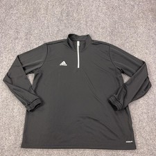 Adidas Pullover Mens 2XL Black 1/4 Zip Long S...