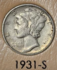 1931 S San Francisco Mercury Dime Silver 10 Cents 10C .10