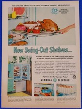 1959 General Electric Refrigerator With Swing Out Shelving Vintage G.E. Print Ad