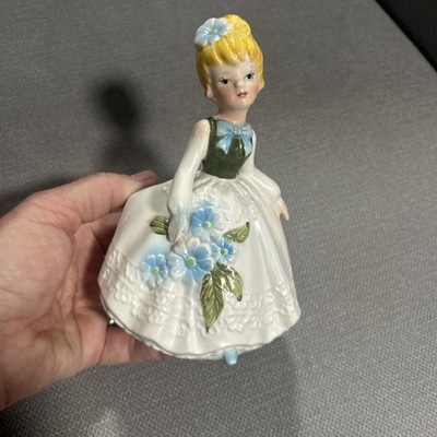 Vintage Lefton Hand Painted Porcelain Spring Girl Planter Vase #6639