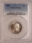1958 Washington Quarter PCGS MS66+ Plus Nicely Toned