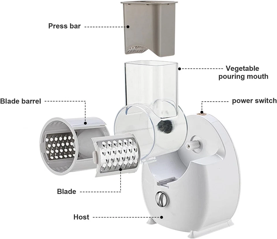 Электрическая терка для сыра 3 в 1 вращающаяся терка для измельчения сыра для капусты - Изображение 4 из 4