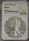 2013 US Silver Eagle $1 NGC MS69