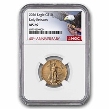 2026 1/4 oz American Gold Eagle MS-69 NGC (ER, 40th Anniversary) 4442.20 per troy oz