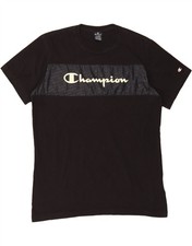 CHAMPION Mens Graphic T-Shirt Top XL Black Cotton BO10