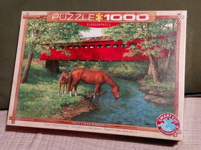 Eurographics Puzzle Sweet water bridge, Pferde am Fluss, 1000 Teile, Neu/OVP