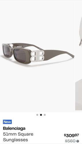 Balenciaga 51mm Square Gray Plastic Sunglasses Designer Tinted Lens