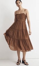 Madewell Sophia Cami Tiered Midi Dress Size 14 NWT Polka Dot