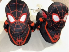 Spider-Man Kids Spiderman Plush Black Slippers Miles Morales Size 4/5 New