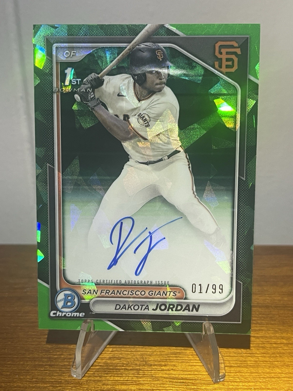 2024 Bowman Chrome Draft Sapphire Edition Green 01/99 Dakota Jordan #CPA-DJ Auto